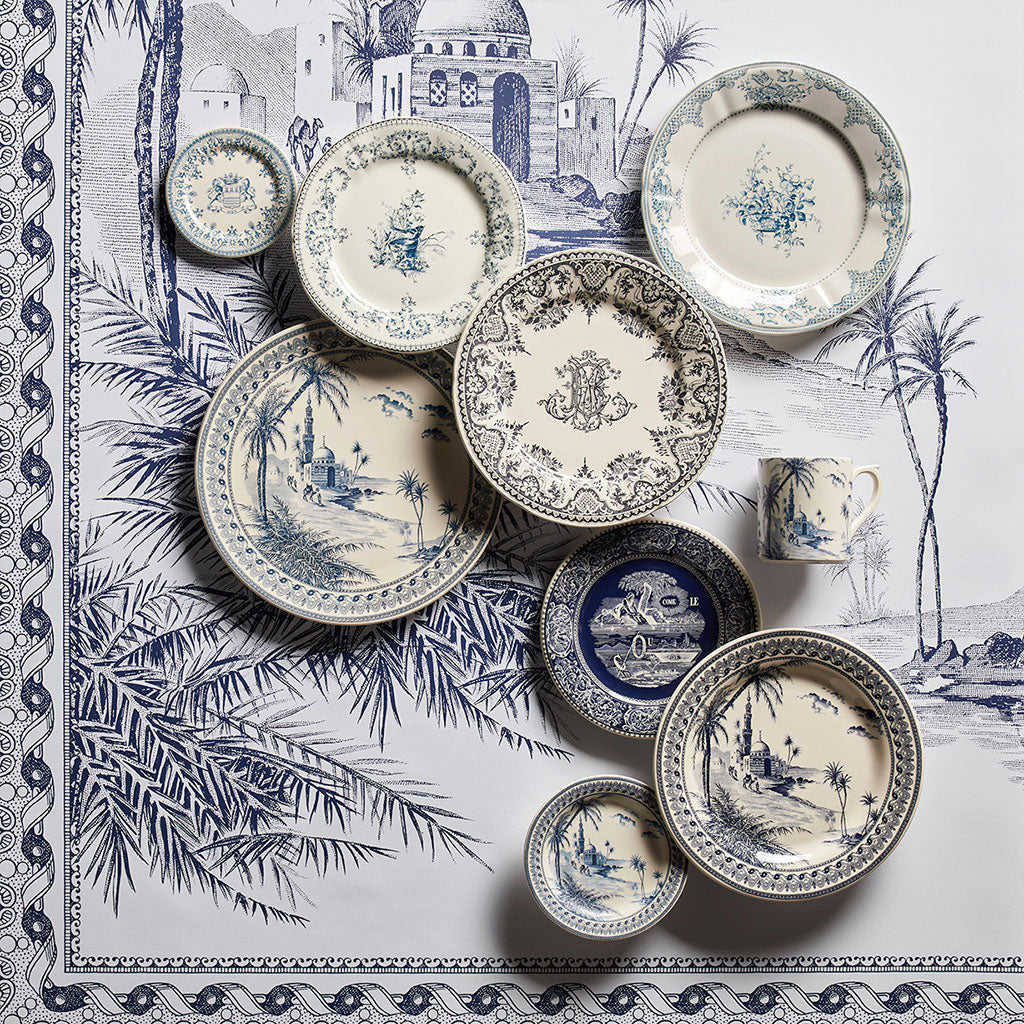 Set of 4 dinner plates Fleurs - Les Dépareillées blue – FAÏENCERIE