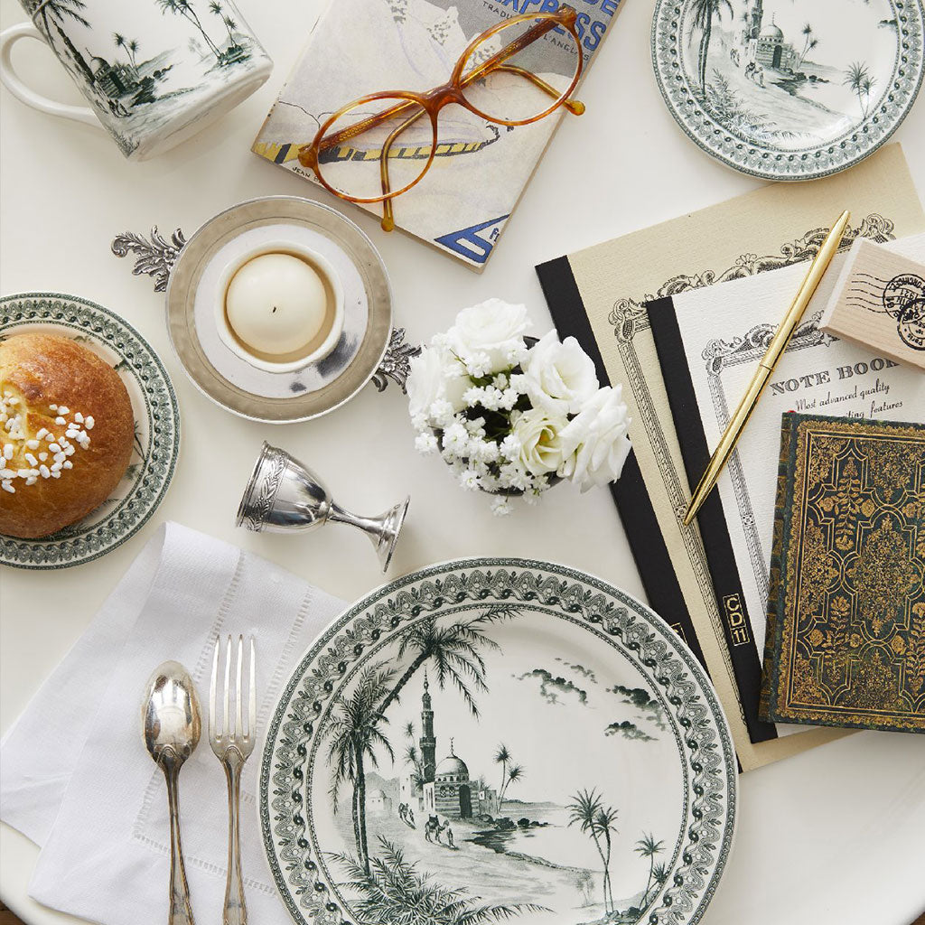 Set of 6 dinner plates assorted - Les Dépareillées green